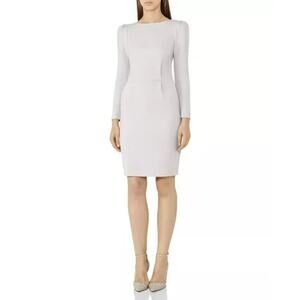Reiss Nessa Puff Sleeve Jersey Sheath Dress Pleated Detail Gray Women's Size 4